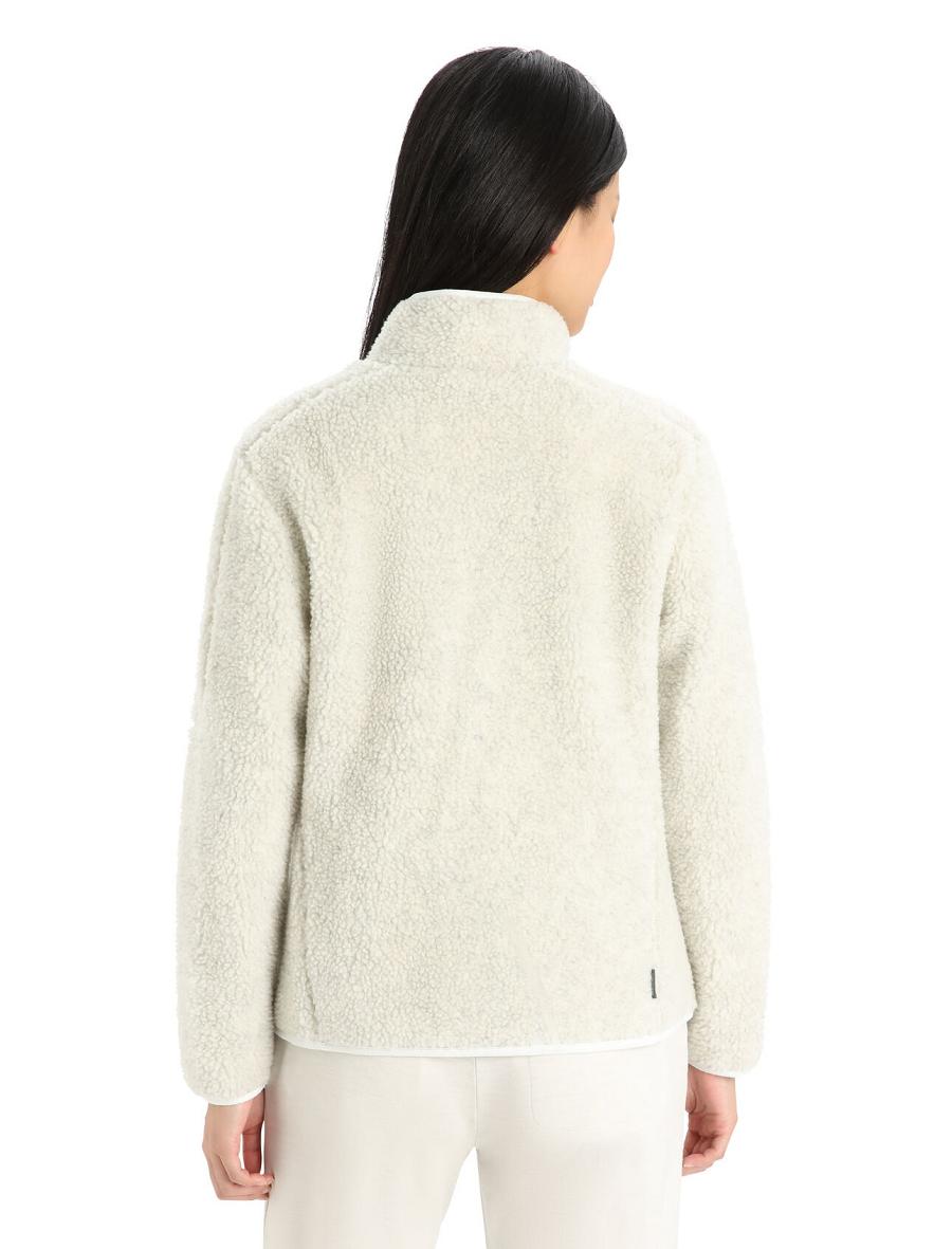 Bluzy Z Kapturem Icebreaker RealFleece™ Merino High Pile Long Sleeve Zip Damskie Białe | PL 1284YXFU